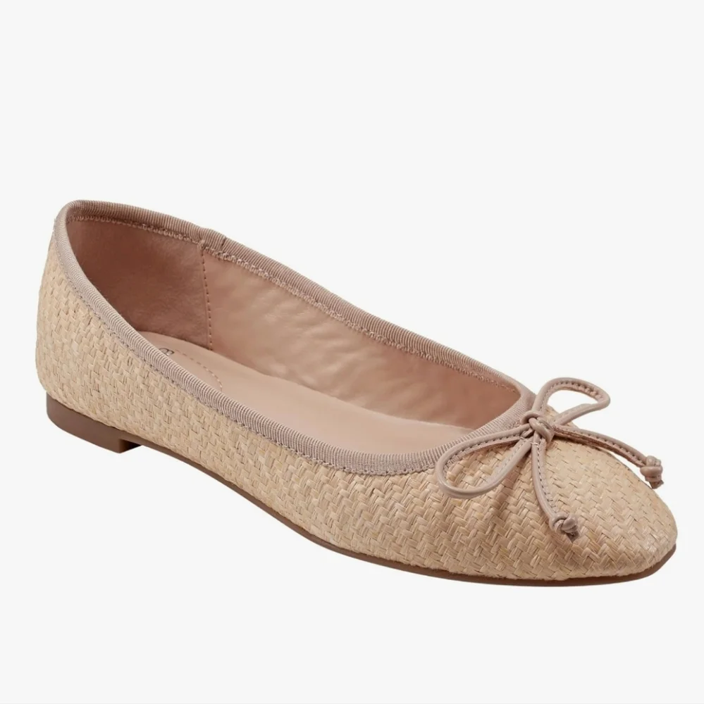 Bandolino NWT Paprika2 Ballet Flats Bow Detail Light Natural
